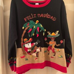 Festive Black and Red Christmas Sweater